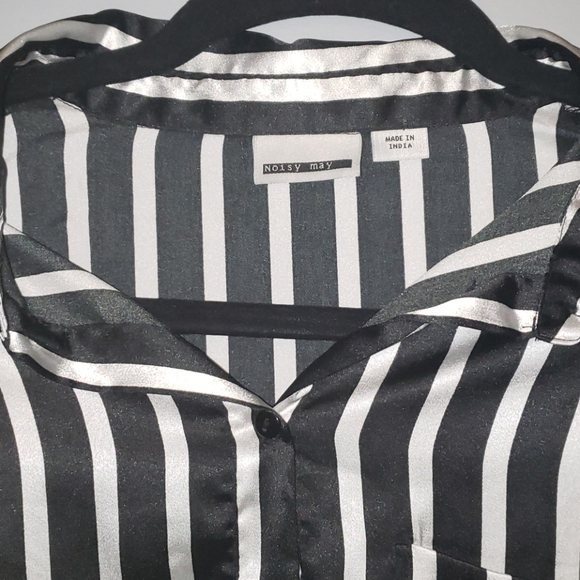 Noisy May Silk Striped Blouse - Picture 2 of 5